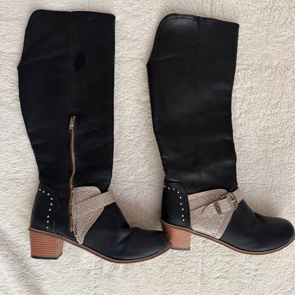 Black and Tan Snake Skin Women's Boots